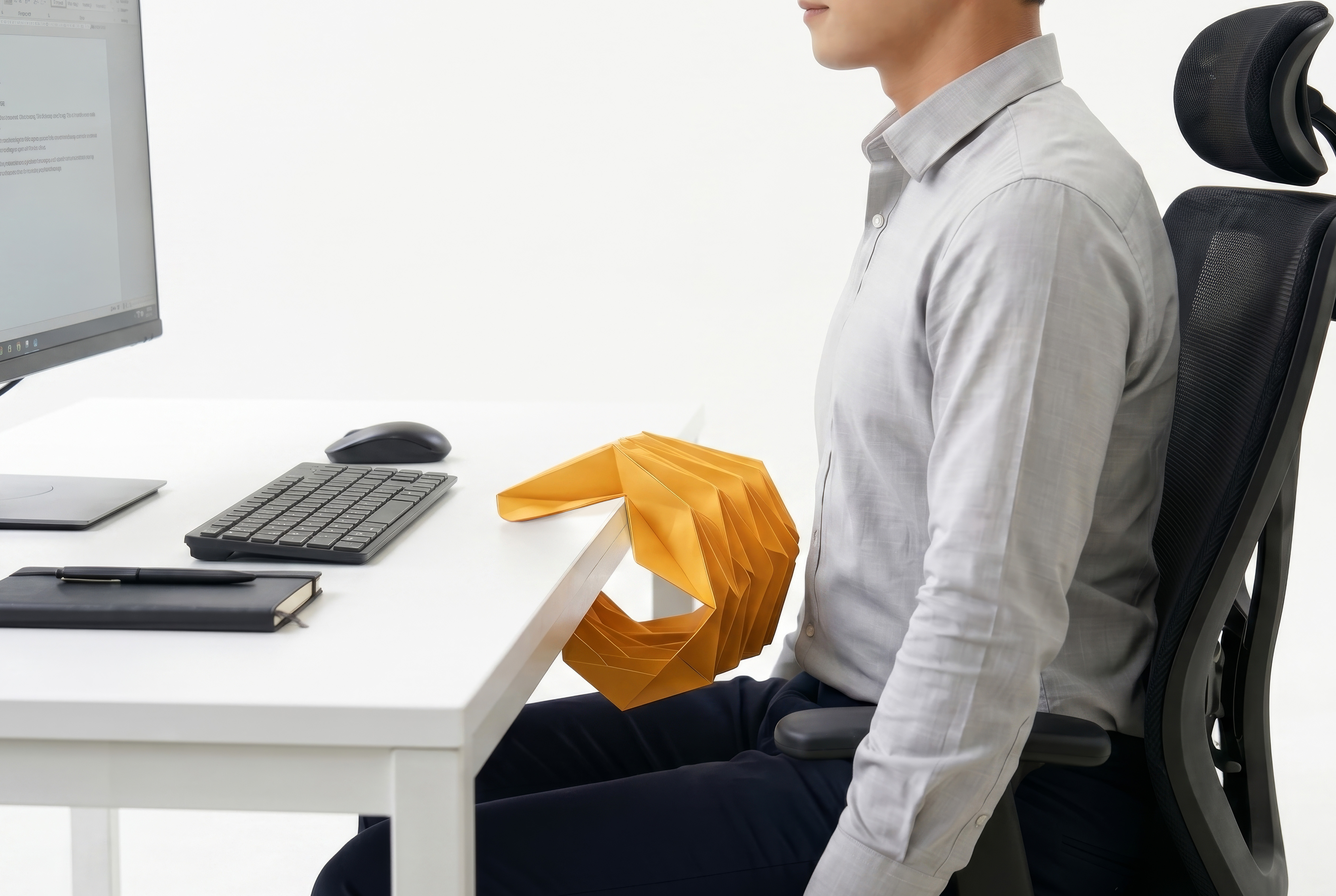 크루아상 자세교정 쿠션 사용 장면